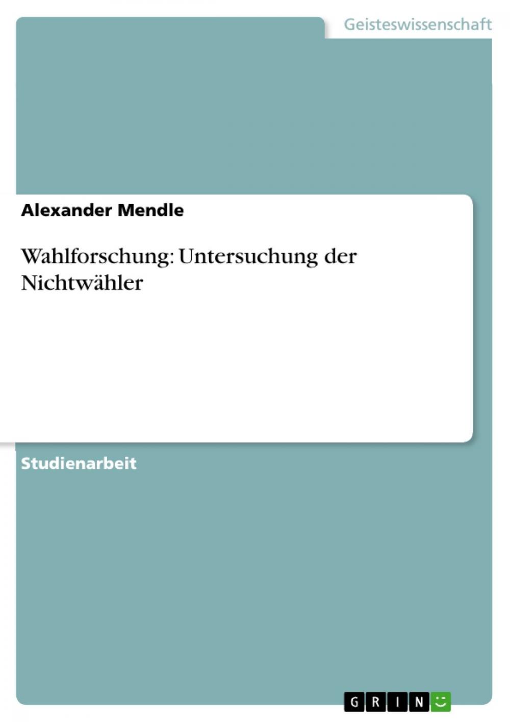 Big bigCover of Wahlforschung: Untersuchung der Nichtwähler