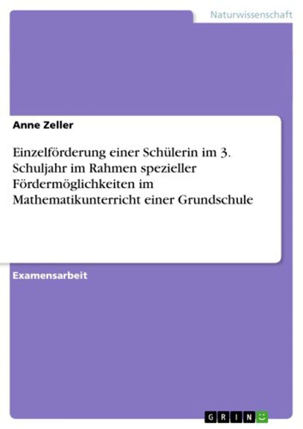 Big bigCover of Einzelförderung einer Schülerin im 3. Schuljahr im Rahmen spezieller Fördermöglichkeiten im Mathematikunterricht einer Grundschule