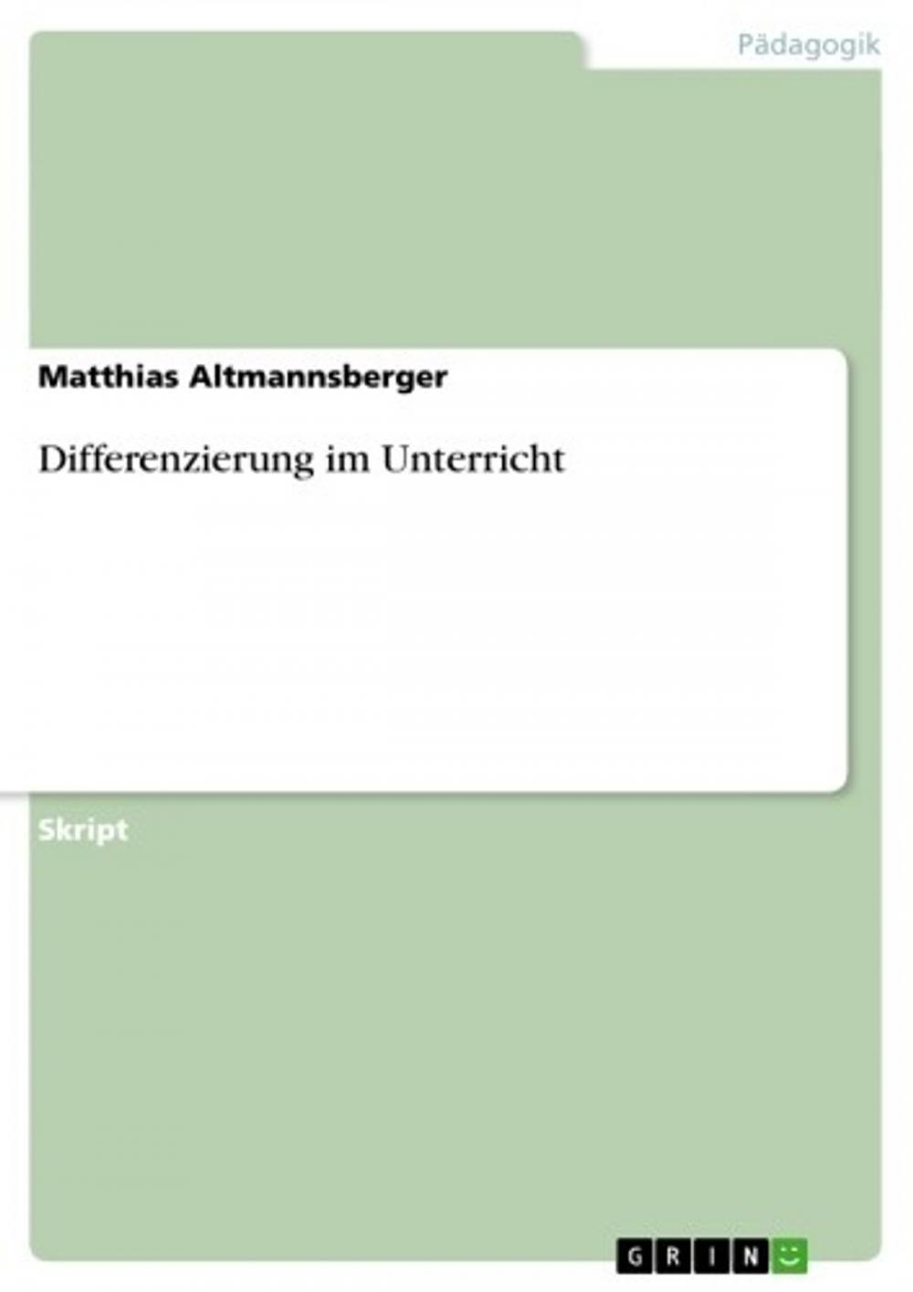 Big bigCover of Differenzierung im Unterricht