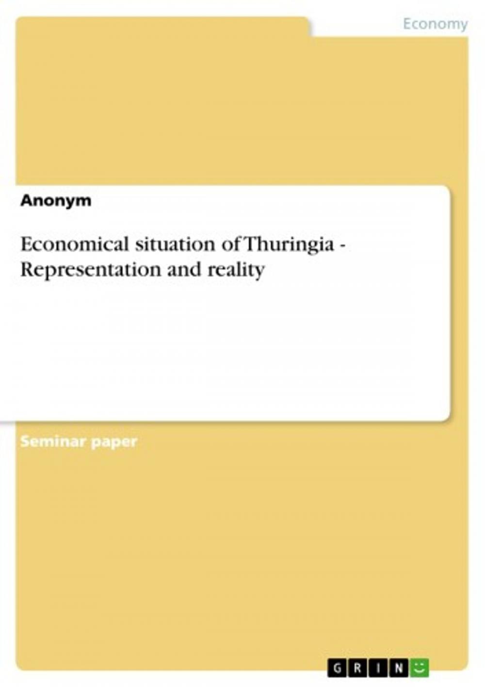 Big bigCover of Economical situation of Thuringia - Representation and reality