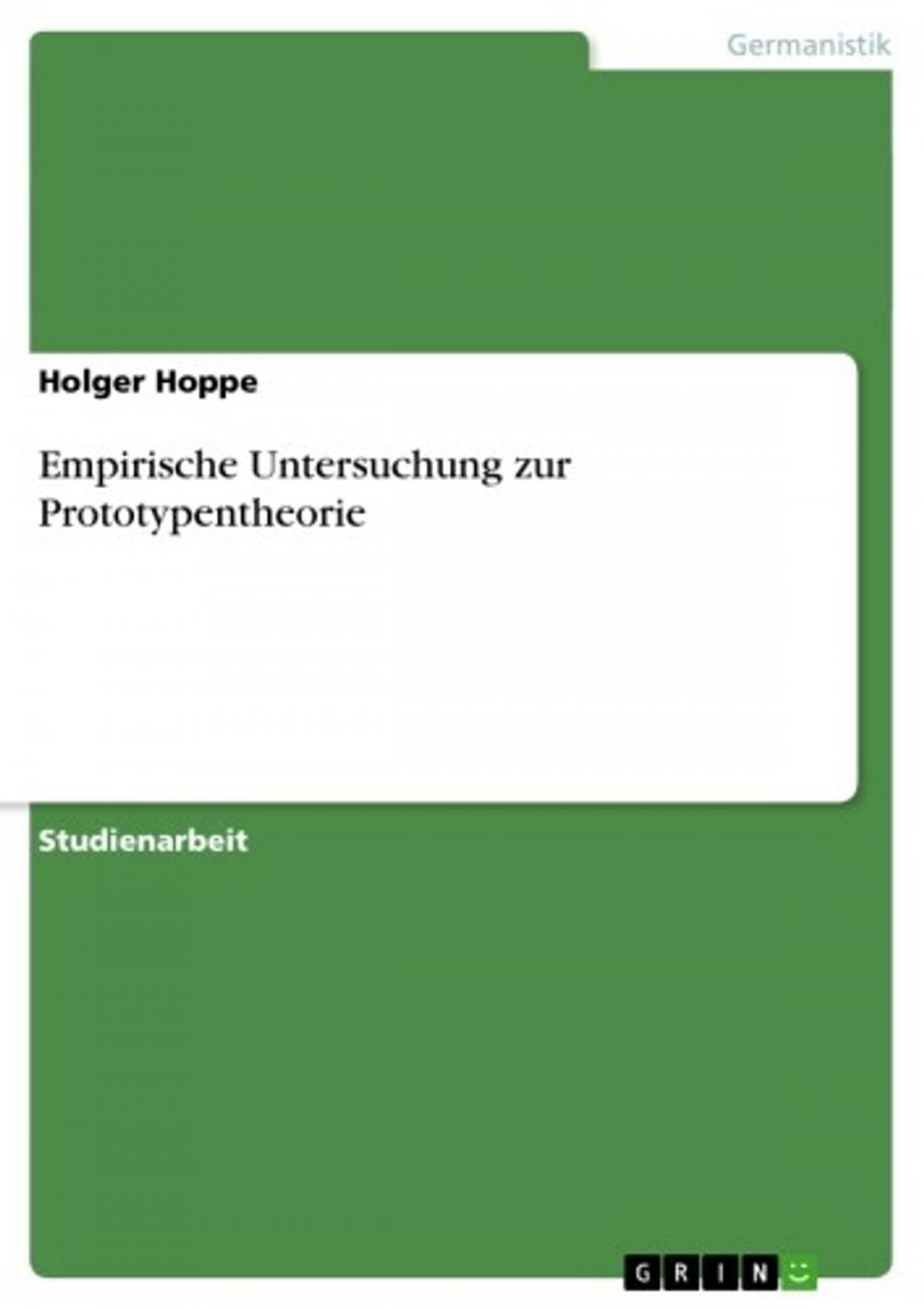 Big bigCover of Empirische Untersuchung zur Prototypentheorie