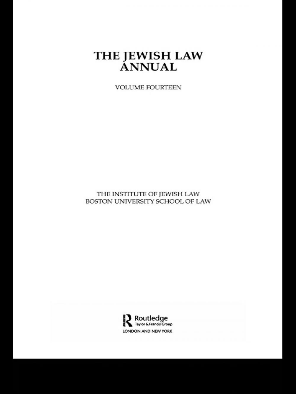 Big bigCover of The Jewish Law Annual Volume 14