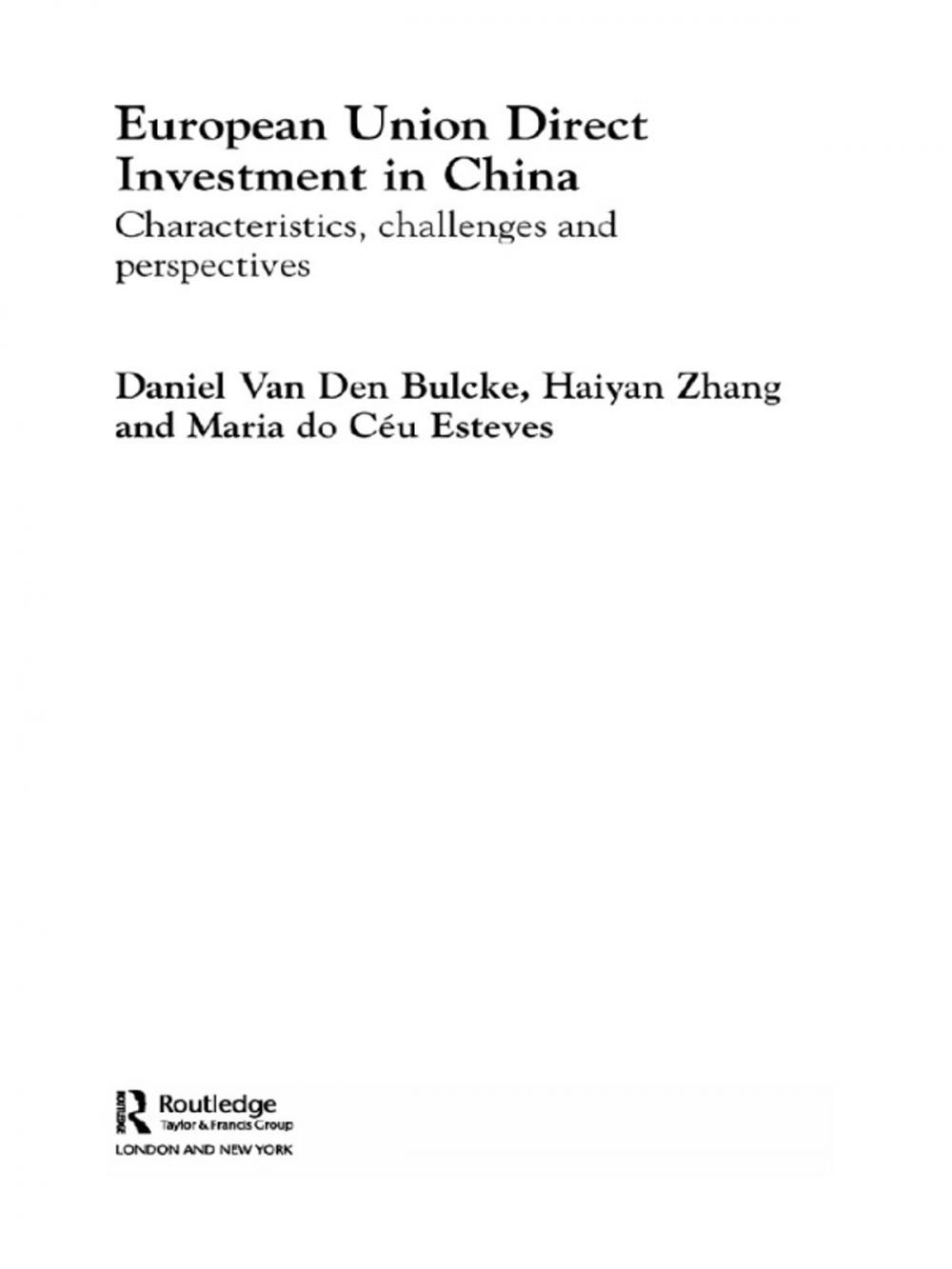 Big bigCover of European Union Direct Investment in China