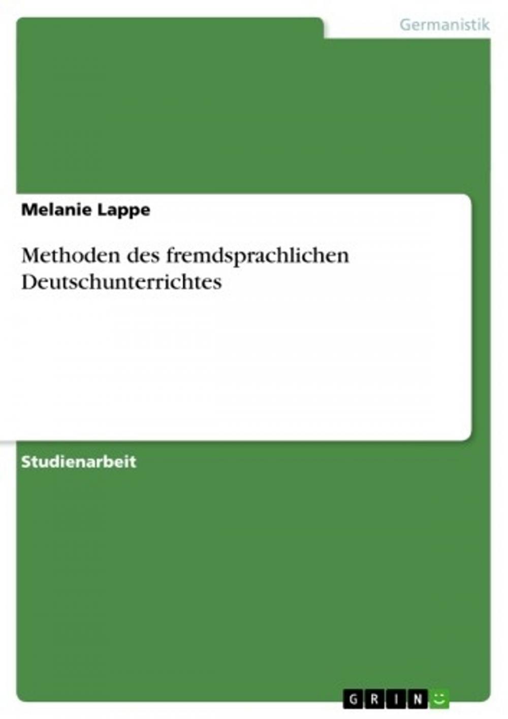 Big bigCover of Methoden des fremdsprachlichen Deutschunterrichtes