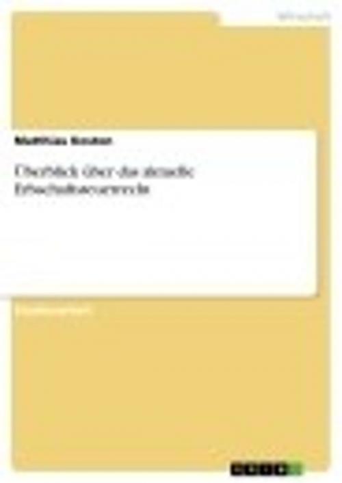 Cover of the book Überblick über das aktuelle Erbschaftsteuerrecht by Matthias Koston, GRIN Verlag