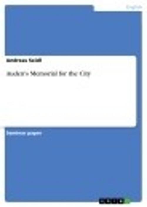 Cover of the book Auden's Memorial for the City by Andreas Seidl, GRIN Publishing