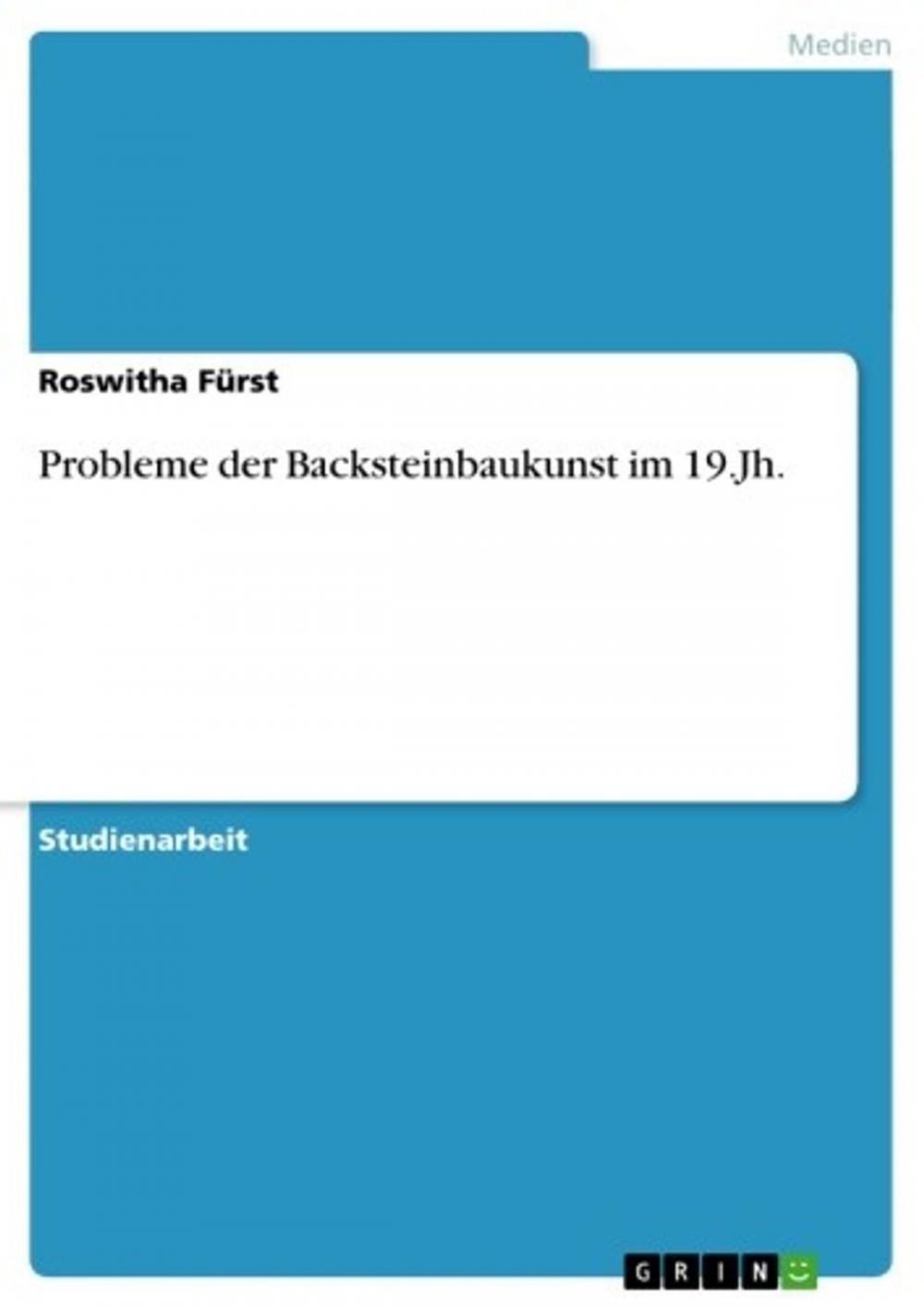 Big bigCover of Probleme der Backsteinbaukunst im 19.Jh.