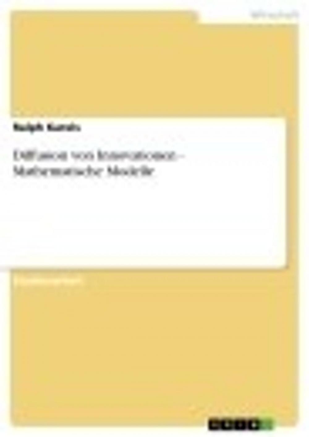 Big bigCover of Diffusion von Innovationen - Mathematische Modelle