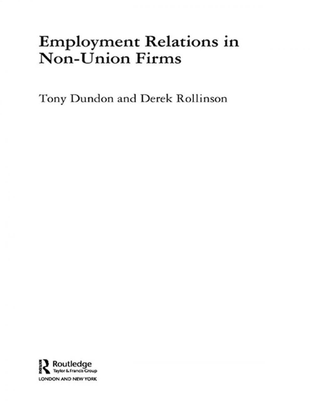 Big bigCover of Employment Relations in Non-Union Firms