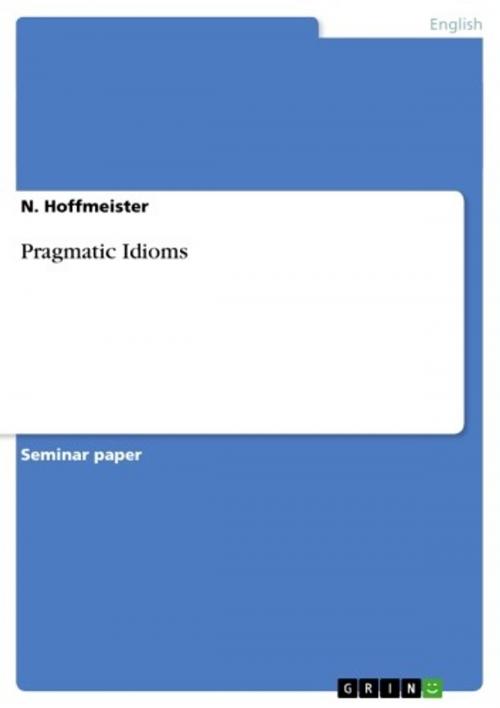 Cover of the book Pragmatic Idioms by N. Hoffmeister, GRIN Publishing