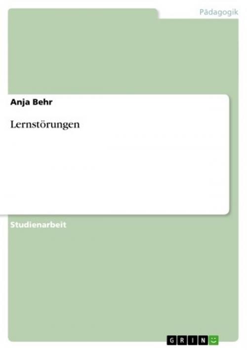 Cover of the book Lernstörungen by Anja Behr, GRIN Verlag