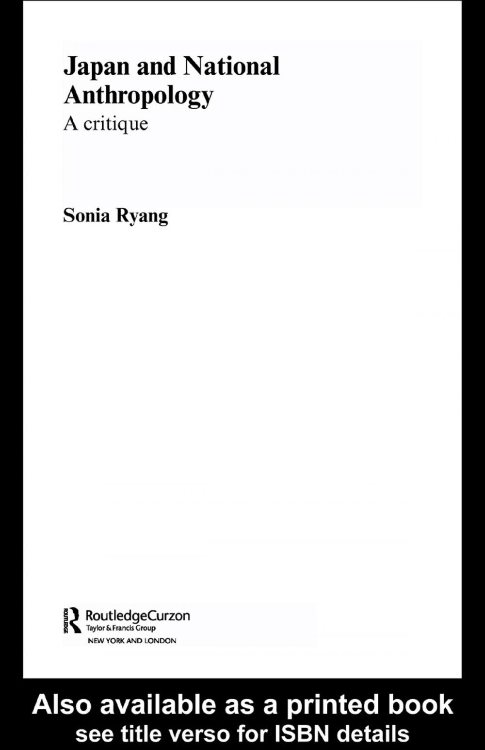 Big bigCover of Japan and National Anthropology: A Critique