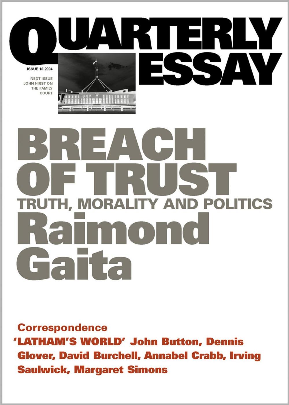 Big bigCover of Quarterly Essay 16 Breach of Trust