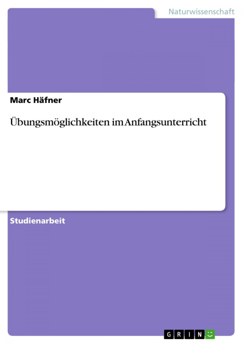 Big bigCover of Übungsmöglichkeiten im Anfangsunterricht