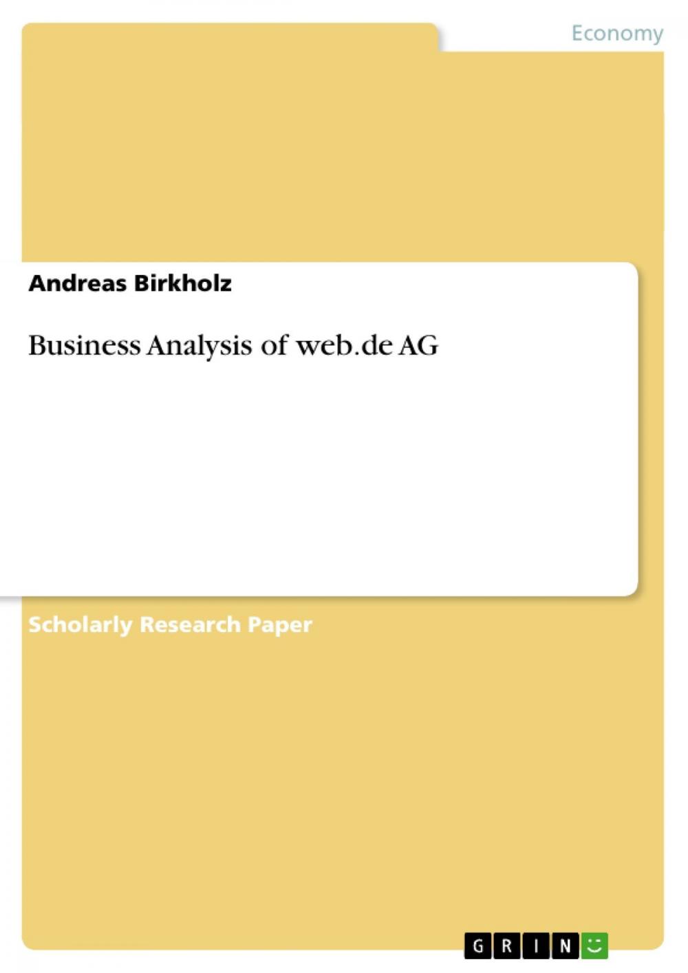 Big bigCover of Business Analysis of web.de AG