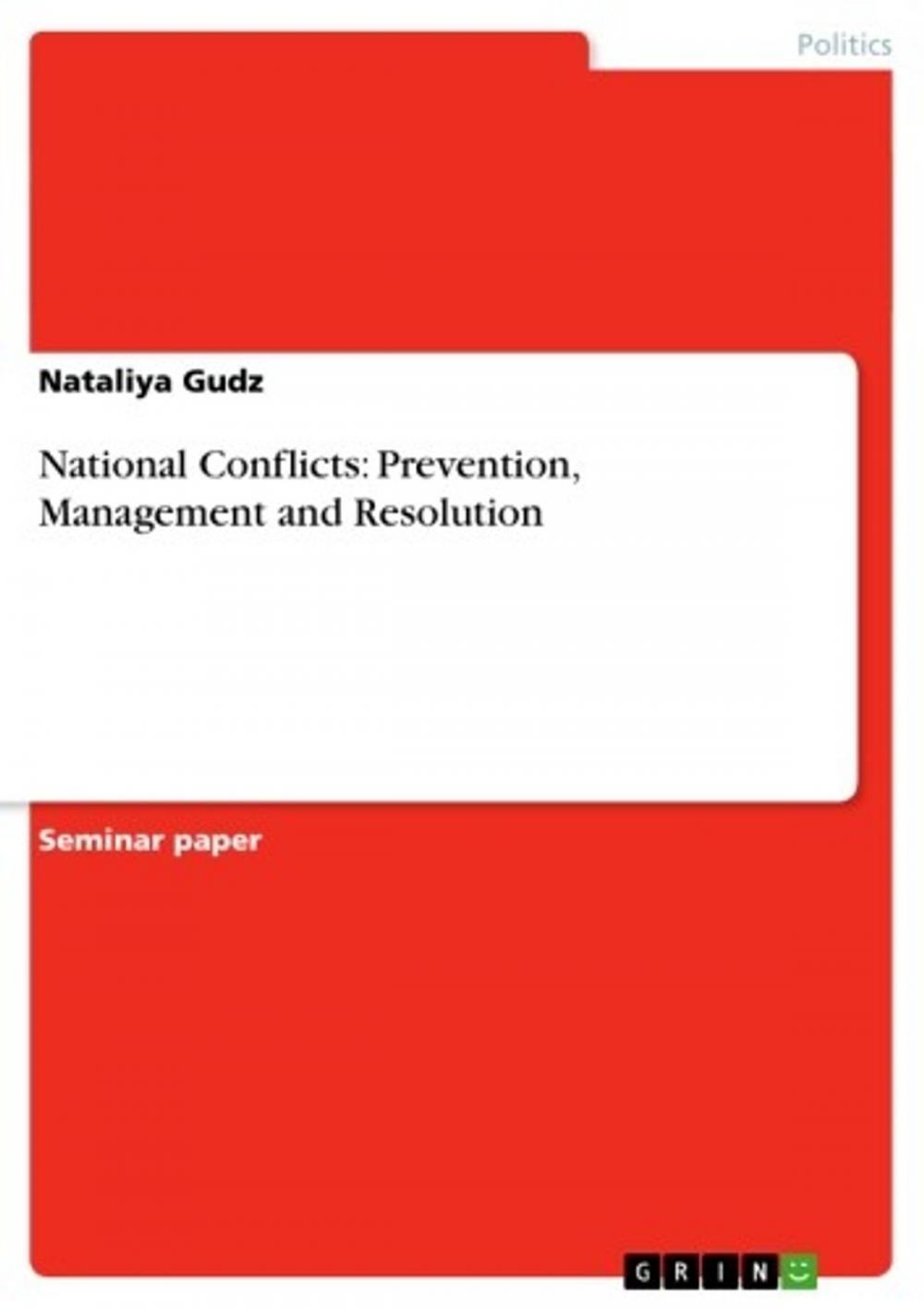 Big bigCover of National Conflicts: Prevention, Management and Resolution