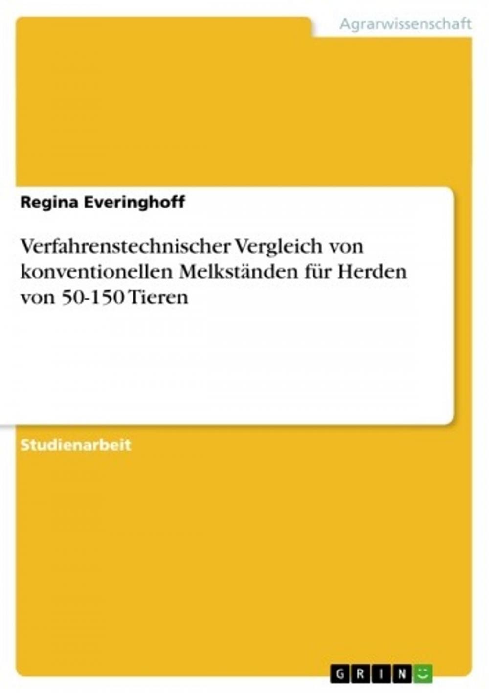 Big bigCover of Verfahrenstechnischer Vergleich von konventionellen Melkständen für Herden von 50-150 Tieren