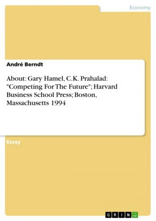 Cover of the book About: Gary Hamel, C.K. Prahalad: 'Competing For The Future'; Harvard Business School Press; Boston, Massachusetts 1994 by André Berndt, GRIN Verlag