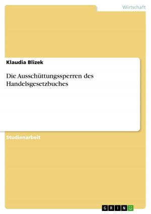 Cover of the book Die Ausschüttungssperren des Handelsgesetzbuches by Christof Niemann