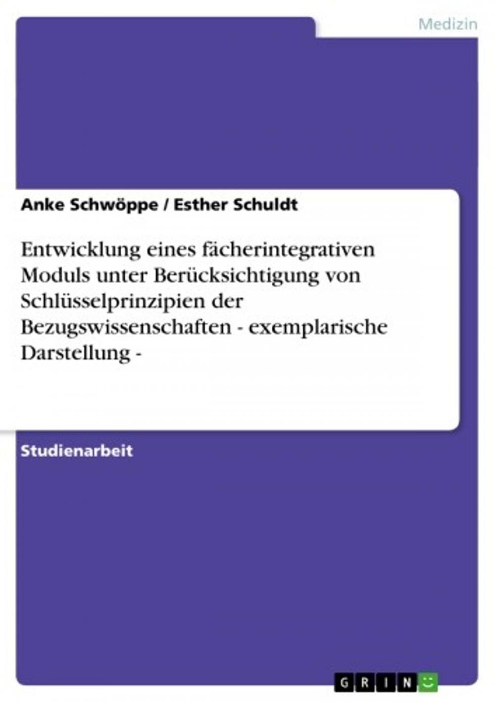 Big bigCover of Entwicklung eines fächerintegrativen Moduls unter Berücksichtigung von Schlüsselprinzipien der Bezugswissenschaften - exemplarische Darstellung -