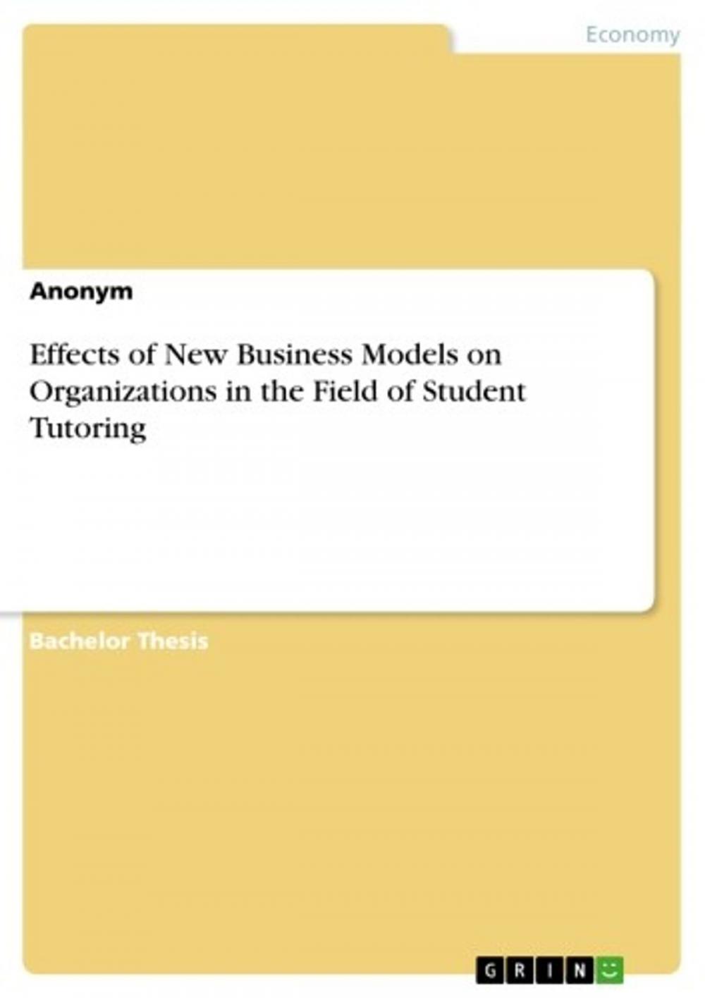 Big bigCover of Effects of New Business Models on Organizations in the Field of Student Tutoring