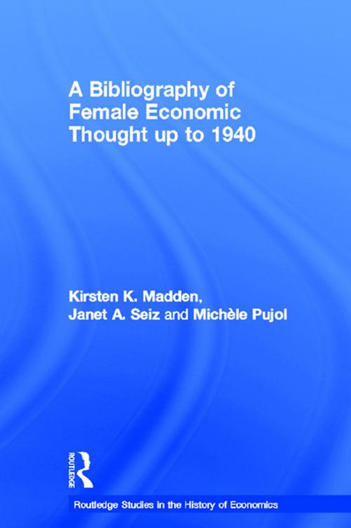 Cover of the book A Bibliography of Female Economic Thought up to 1940 by Kirsten Madden, Michele Pujol, Janet Seiz, Taylor and Francis