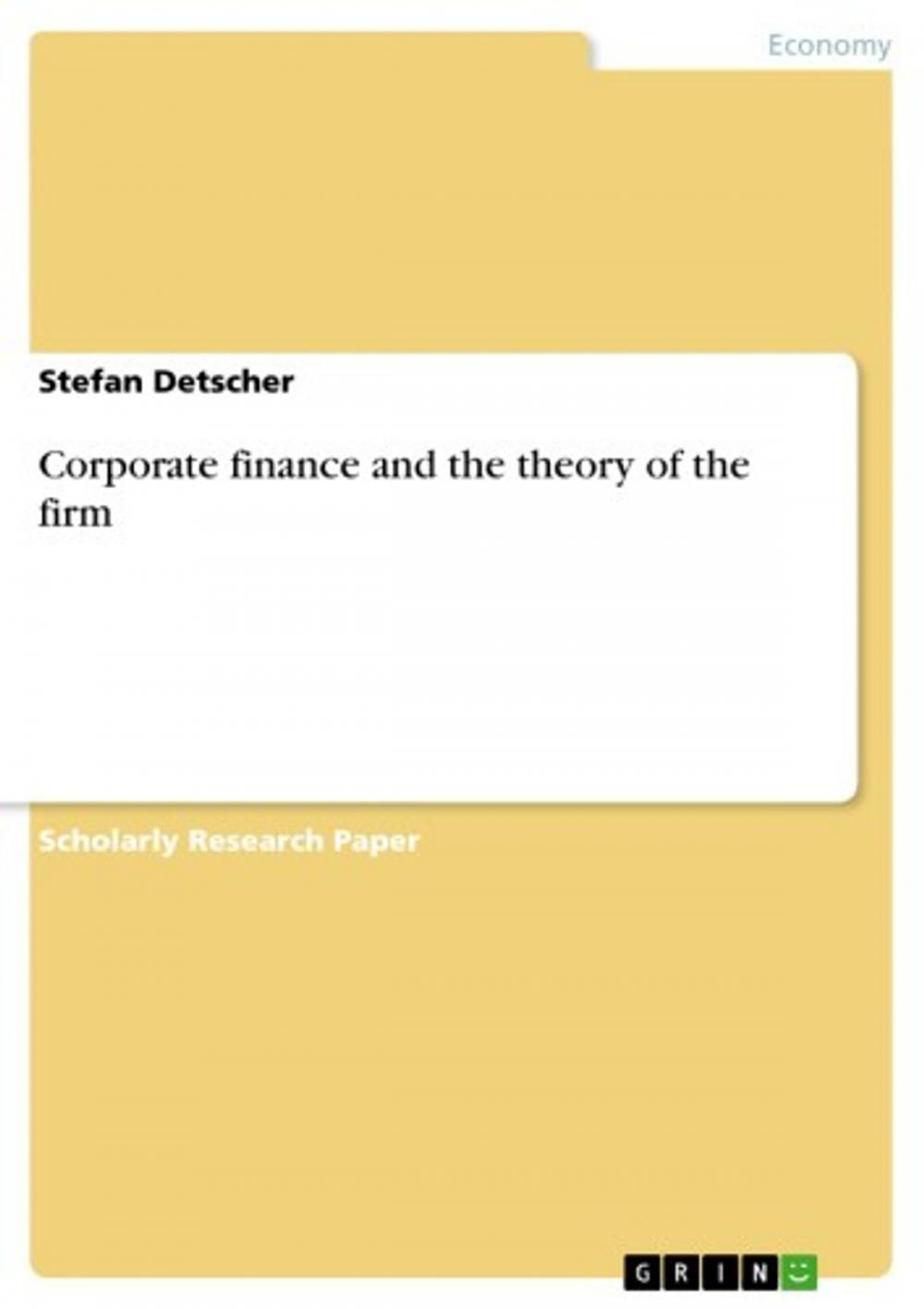 Big bigCover of Corporate finance and the theory of the firm
