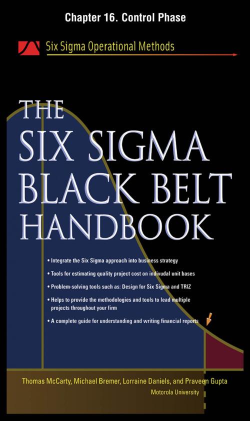 Cover of the book The Six Sigma Black Belt Handbook, Chapter 16 - Control Phase by Thomas McCarty, Lorraine Daniels, Michael Bremer, Praveen Gupta, John Heisey, Kathleen Mills, McGraw-Hill Education