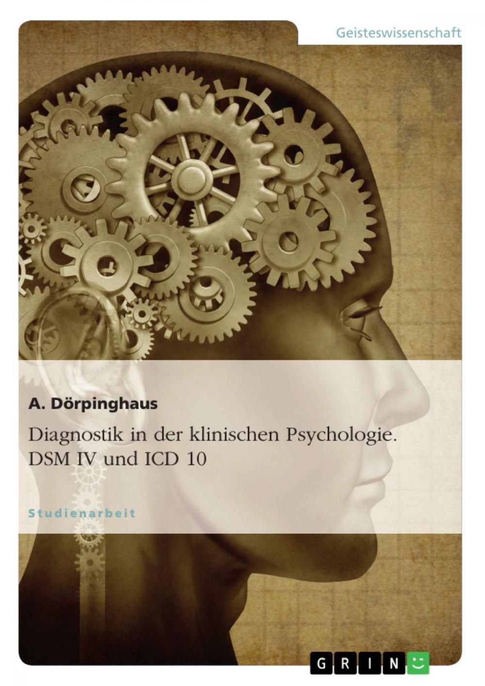 Big bigCover of Diagnostik in der klinischen Psychologie. DSM IV und ICD 10