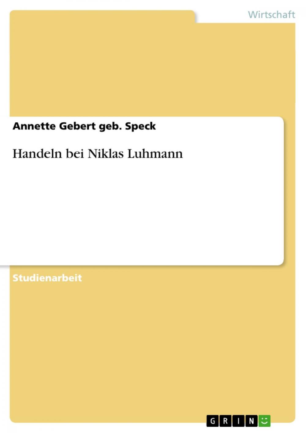 Big bigCover of Handeln bei Niklas Luhmann