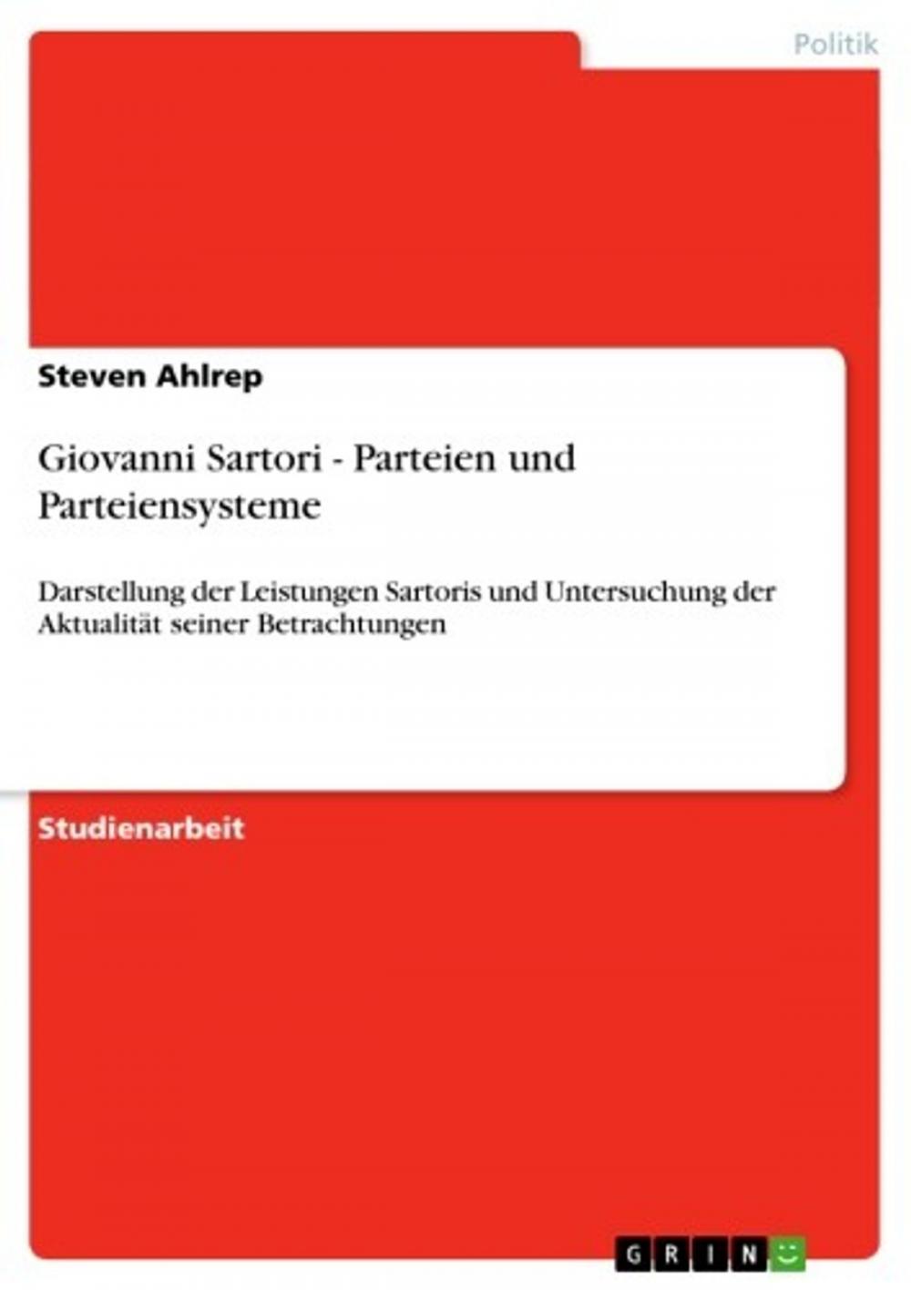 Big bigCover of Giovanni Sartori - Parteien und Parteiensysteme