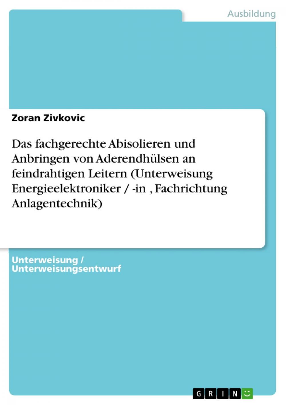 Big bigCover of Das fachgerechte Abisolieren und Anbringen von Aderendhülsen an feindrahtigen Leitern (Unterweisung Energieelektroniker / -in , Fachrichtung Anlagentechnik)