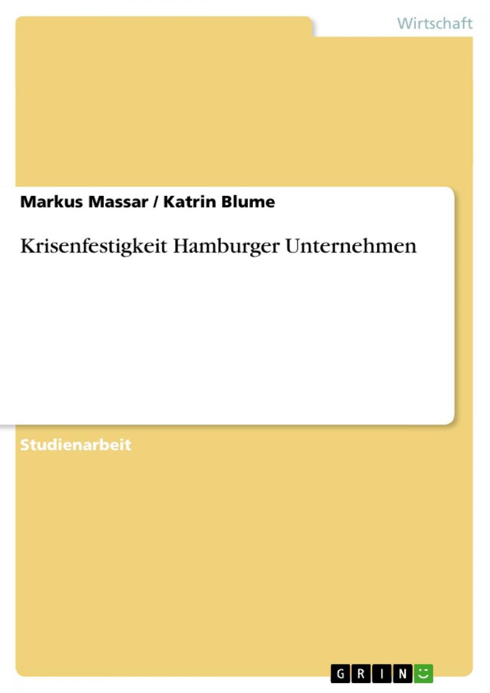 Big bigCover of Krisenfestigkeit Hamburger Unternehmen