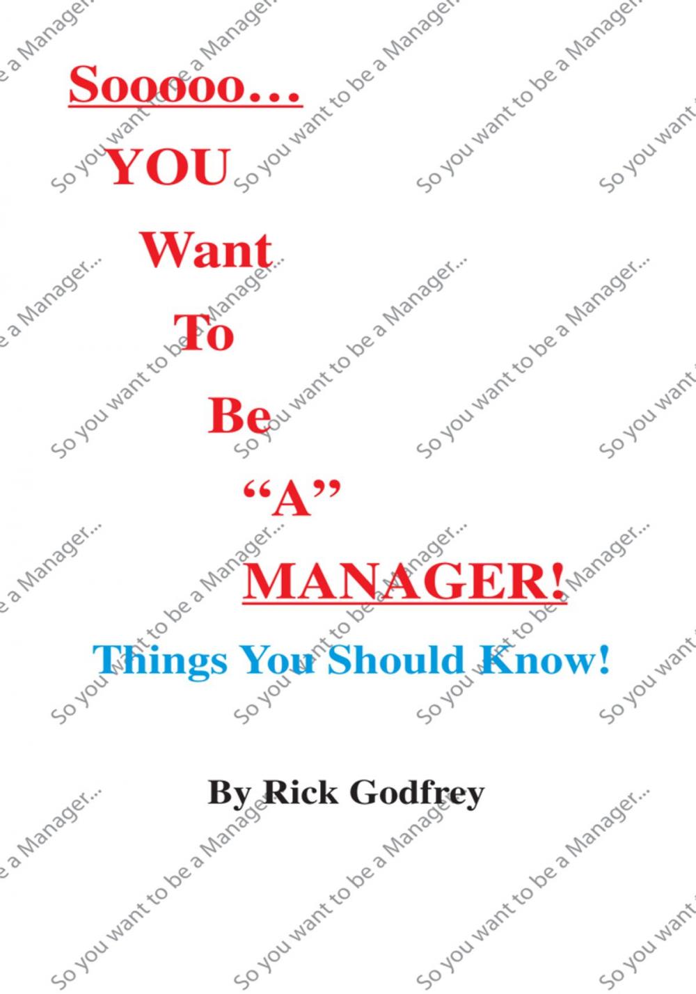 Big bigCover of Sooooo... You Want to Be "A" Manager! Things You Should Know!