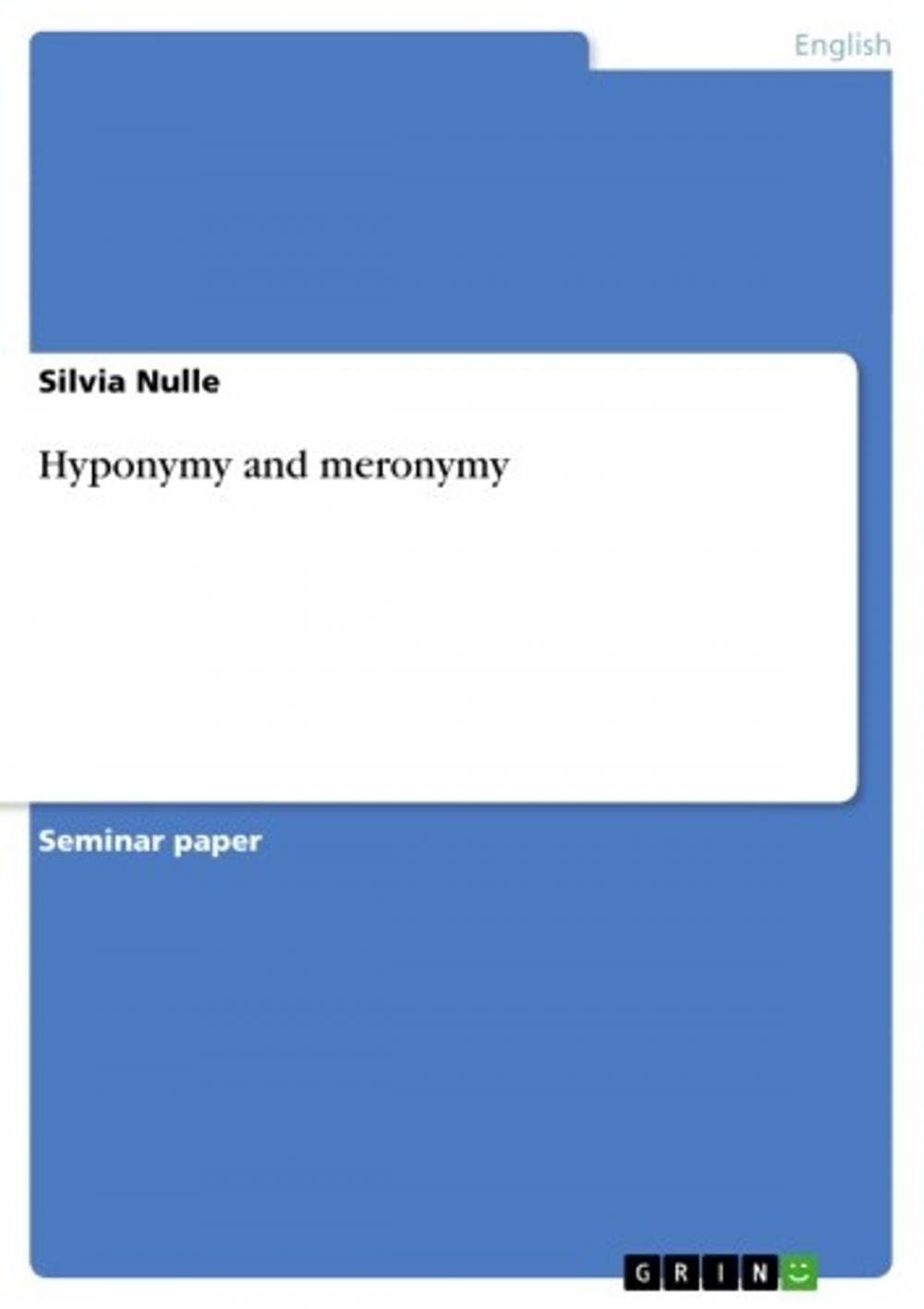 Big bigCover of Hyponymy and meronymy