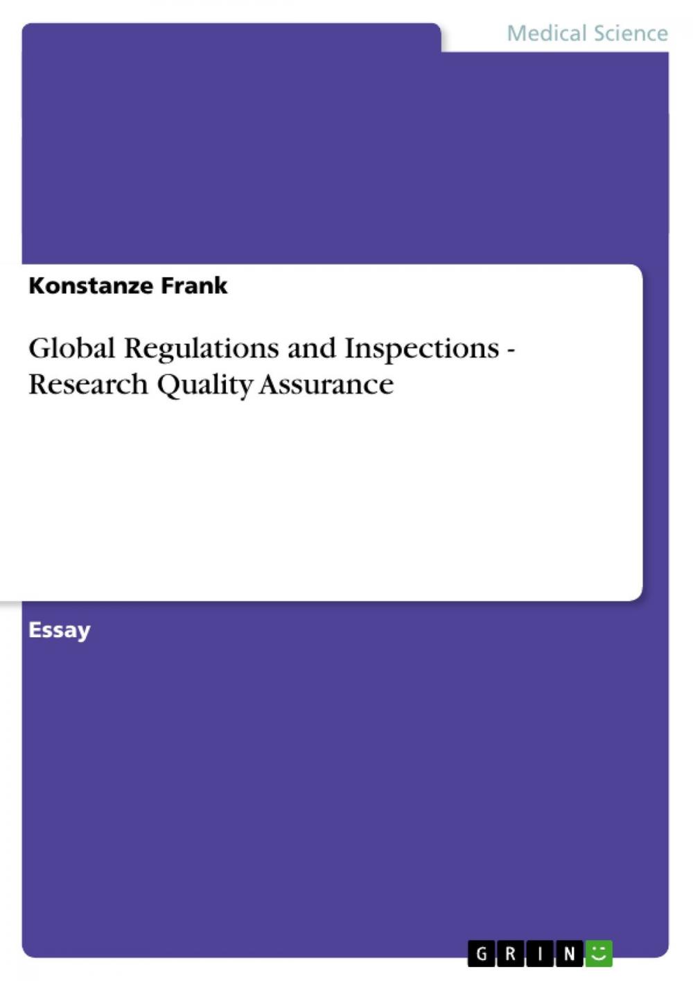 Big bigCover of Global Regulations and Inspections - Research Quality Assurance