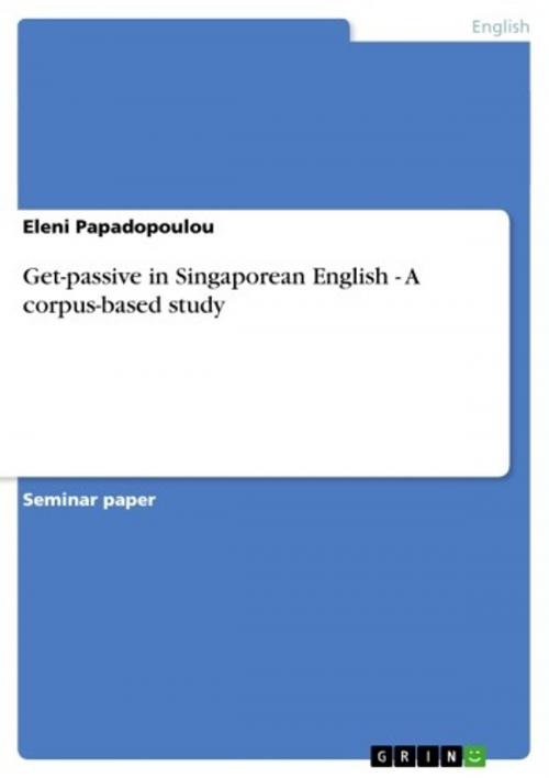 Cover of the book Get-passive in Singaporean English - A corpus-based study by Eleni Papadopoulou, GRIN Publishing