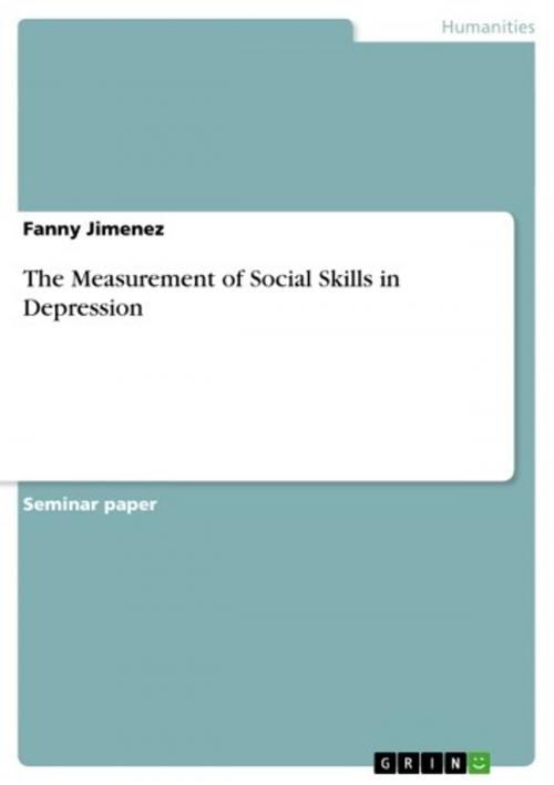 Cover of the book The Measurement of Social Skills in Depression by Fanny Jimenez, GRIN Publishing