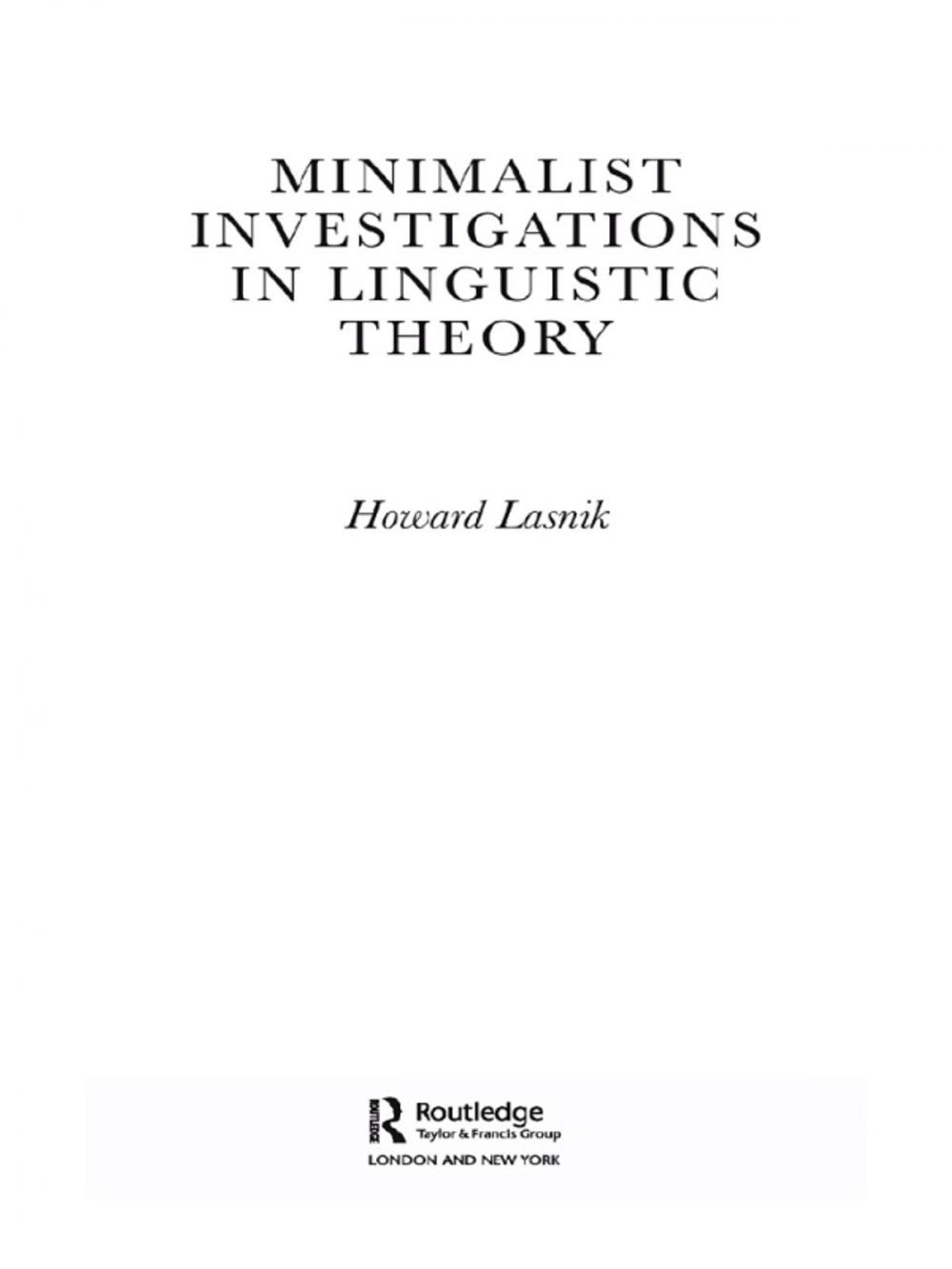 Big bigCover of Minimalist Investigations in Linguistic Theory