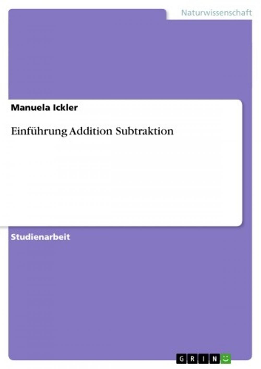 Big bigCover of Einführung Addition Subtraktion