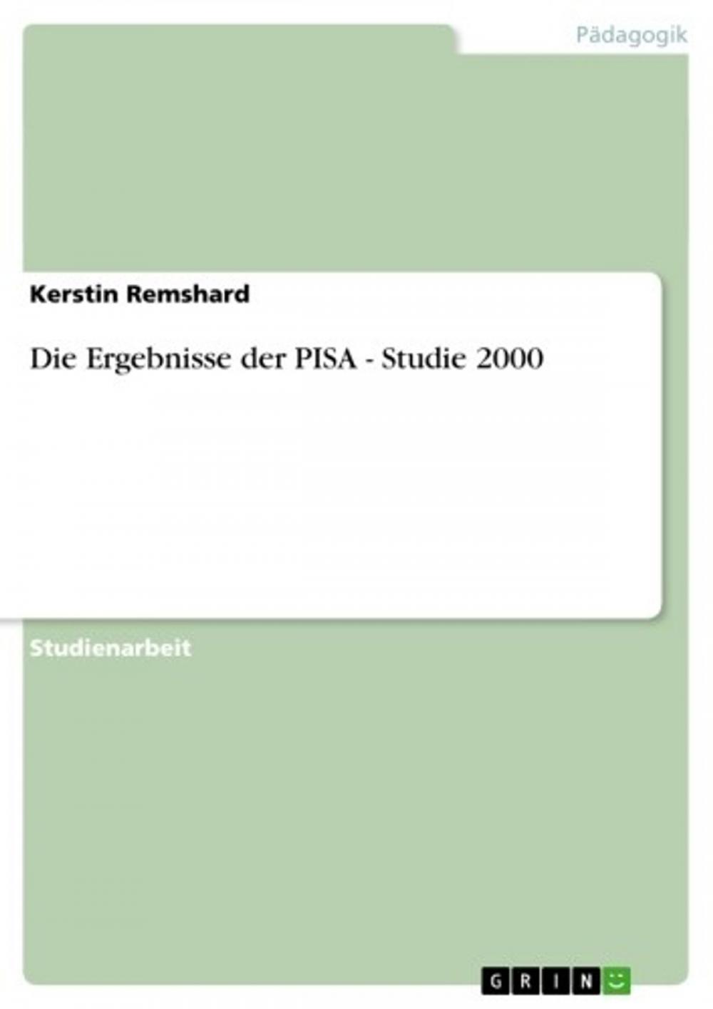 Big bigCover of Die Ergebnisse der PISA - Studie 2000