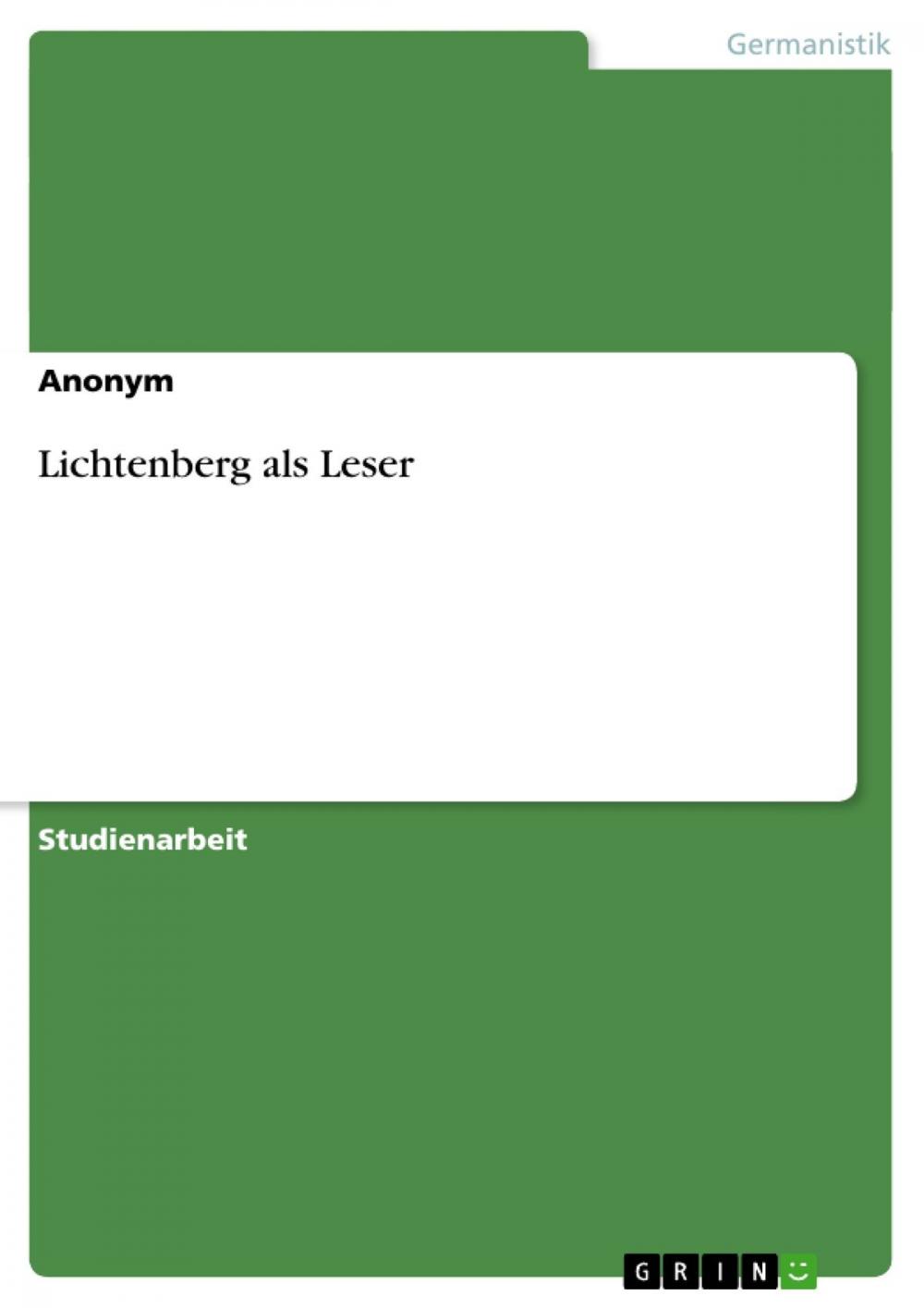 Big bigCover of Lichtenberg als Leser