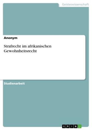 Cover of the book Strafrecht im afrikanischen Gewohnheitsrecht by Viktoria Mey