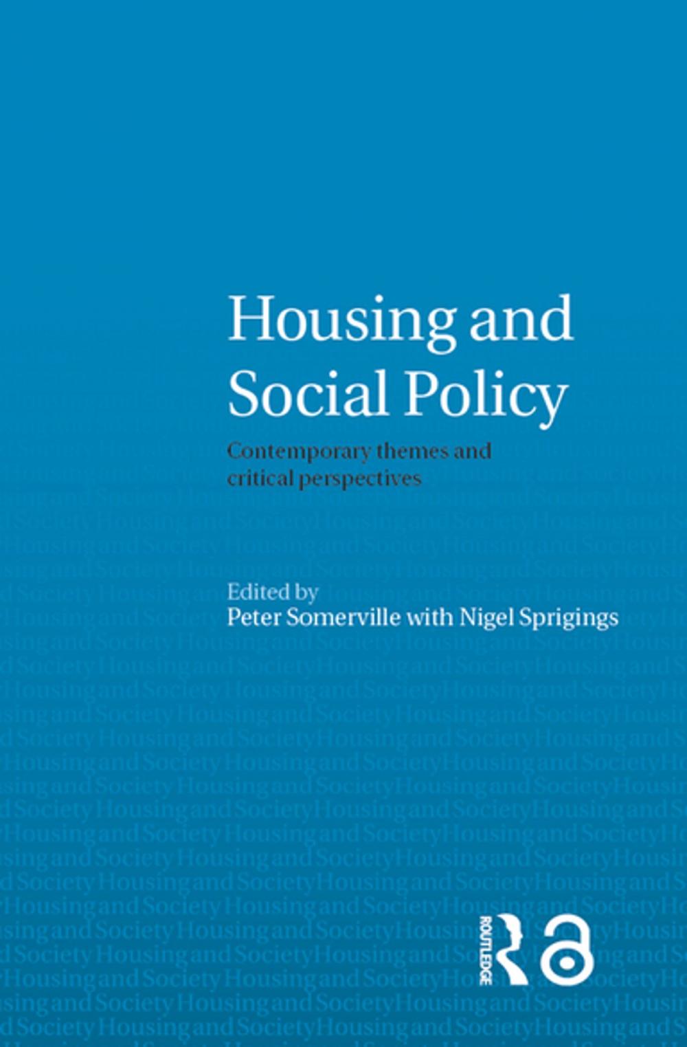 Big bigCover of Housing and Social Policy