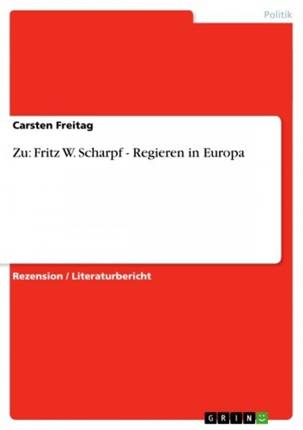 Big bigCover of Zu: Fritz W. Scharpf - Regieren in Europa