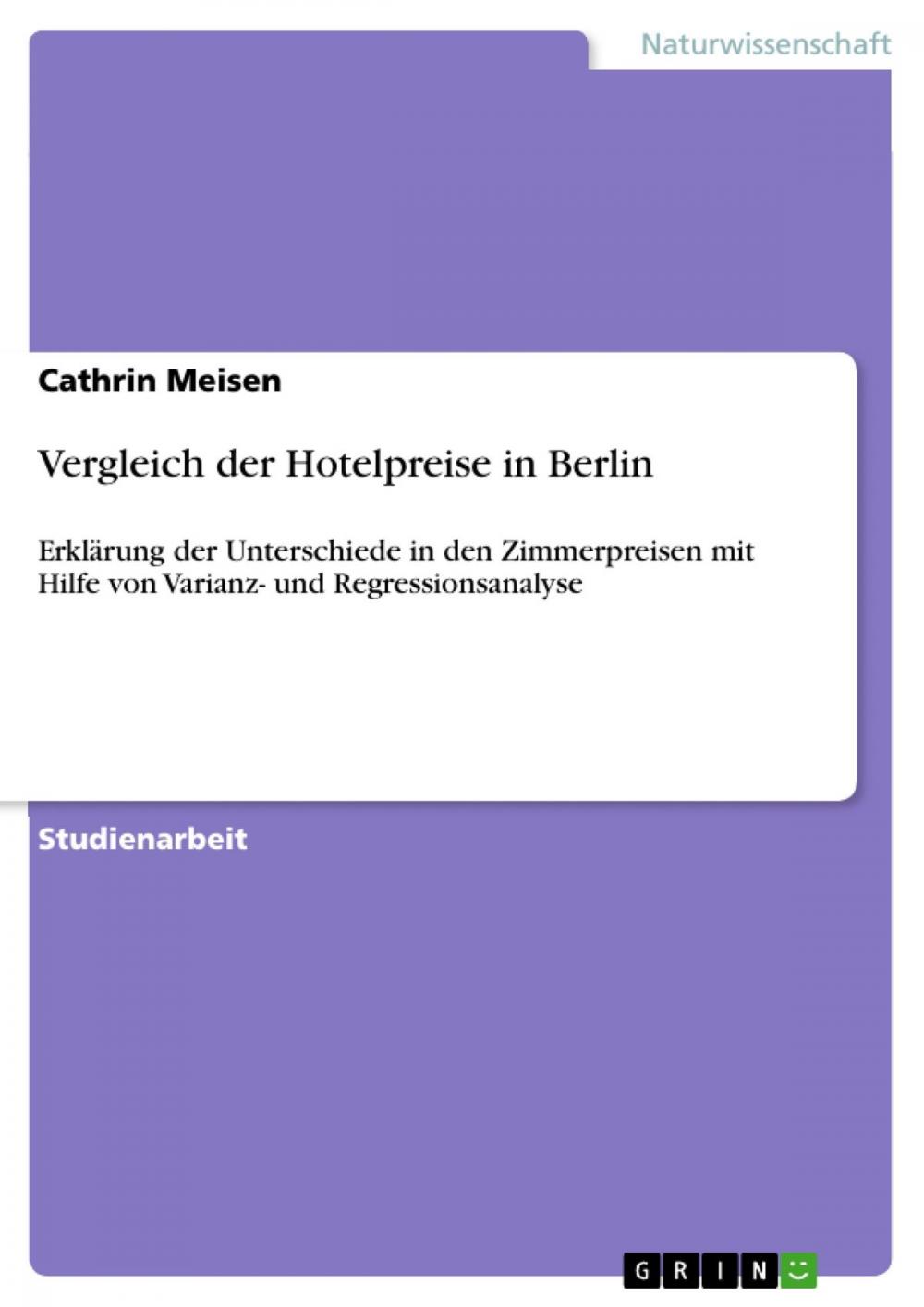 Big bigCover of Vergleich der Hotelpreise in Berlin