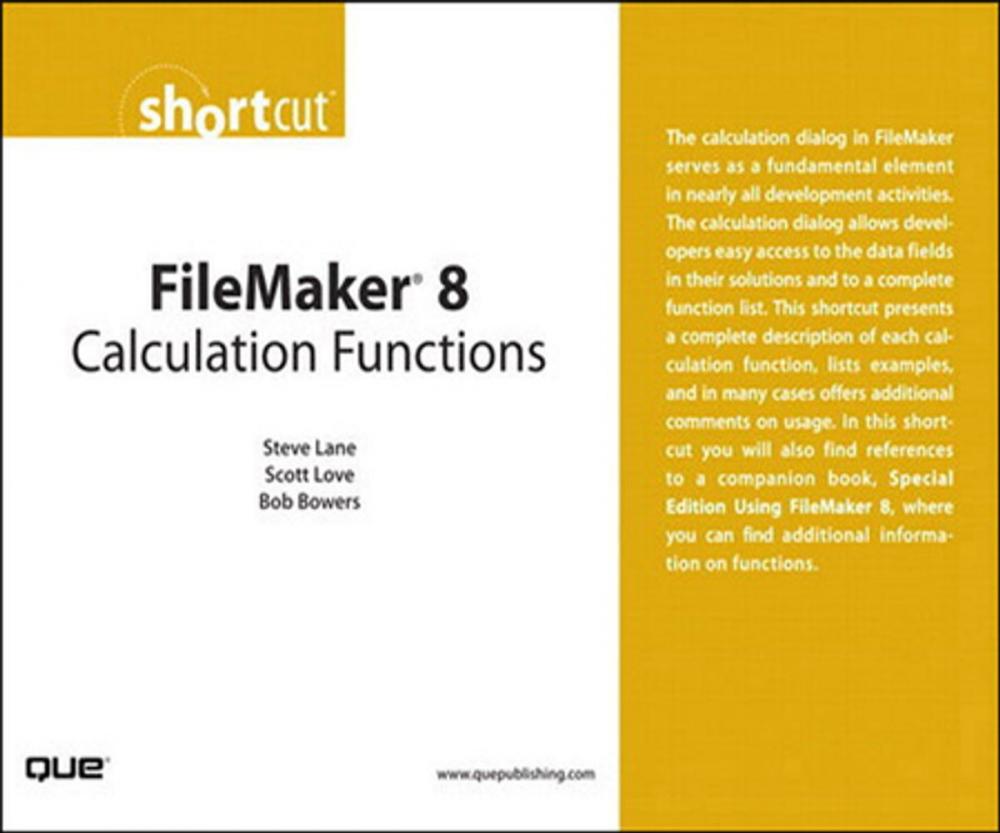 Big bigCover of FileMaker 8 Calculation Functions (Digital Short Cut)