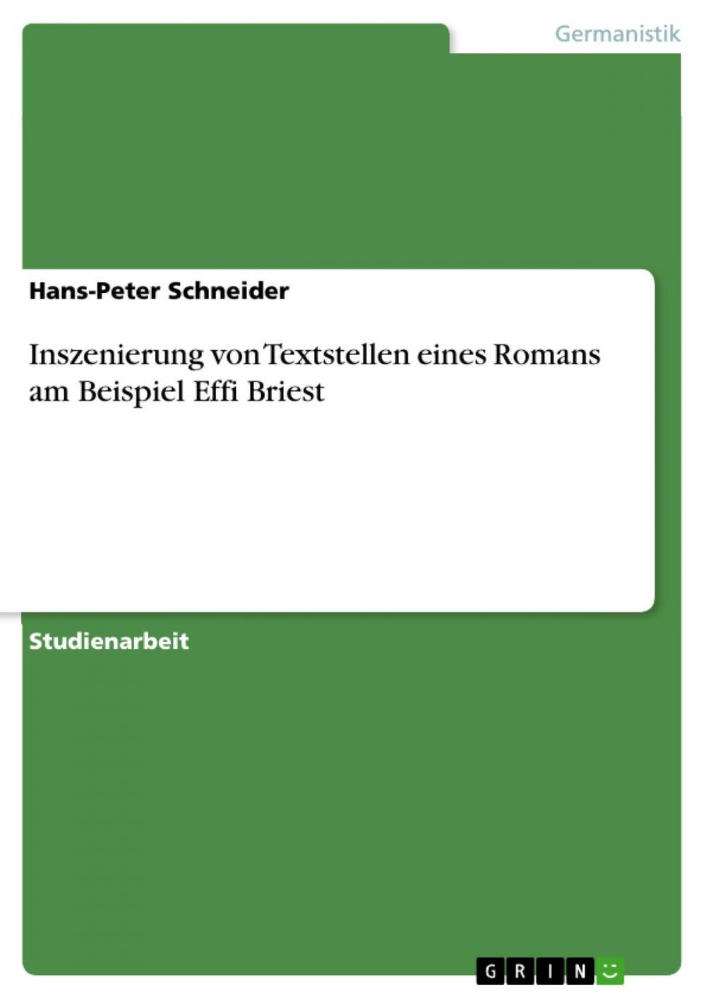 Big bigCover of Inszenierung von Textstellen eines Romans am Beispiel Effi Briest