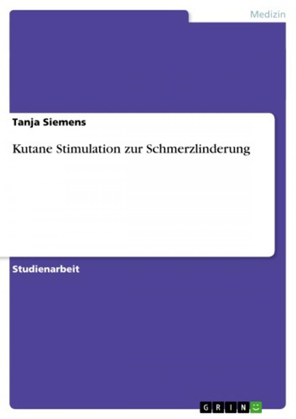 Big bigCover of Kutane Stimulation zur Schmerzlinderung