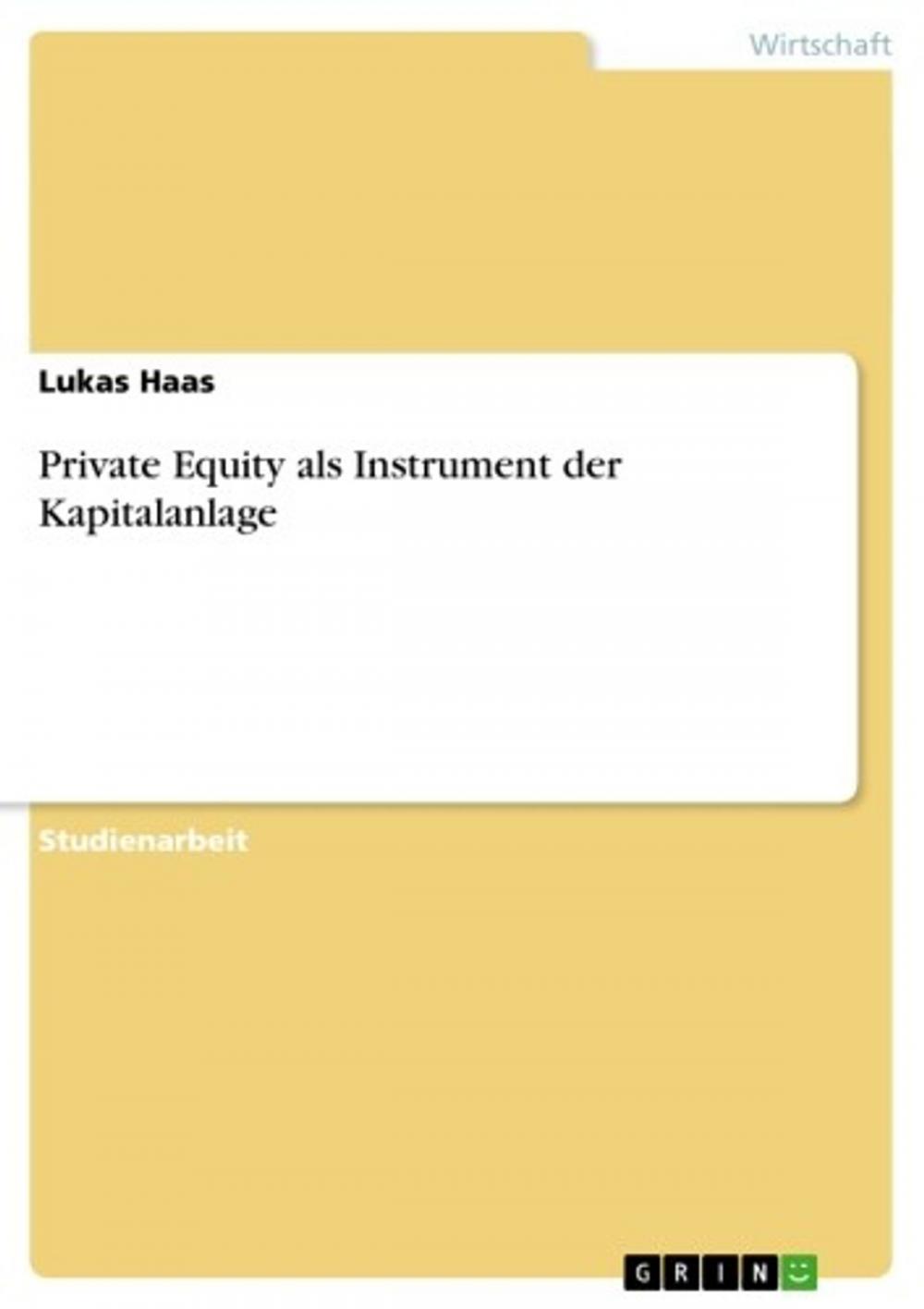 Big bigCover of Private Equity als Instrument der Kapitalanlage